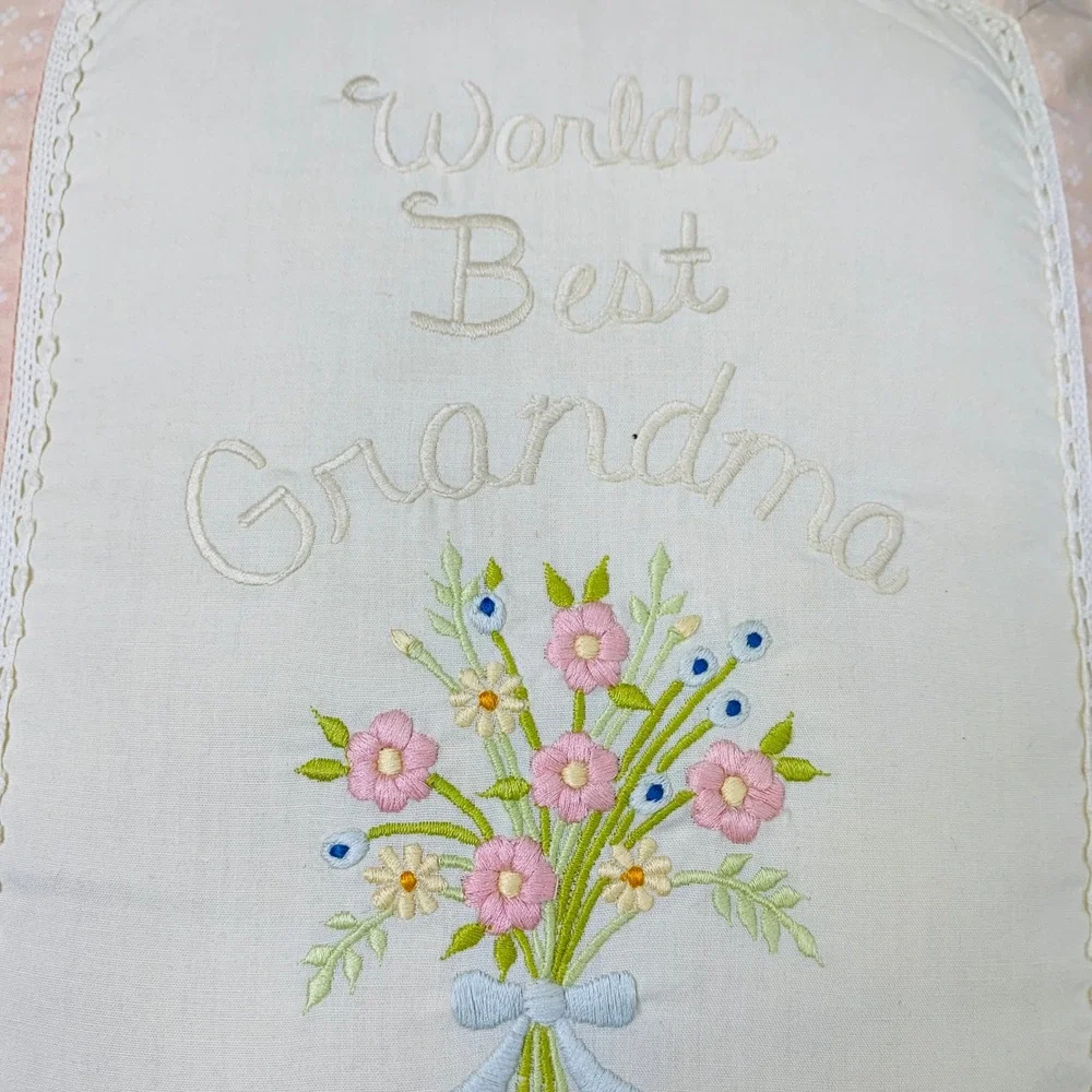 Vintage‎ Grandma Embroidered Throw Pillow Lace Cottagecore Decor 12